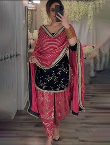 Tenue indienne traditionnelle personnalisable pour les femmes Eid Ramzan spécial Salwar Kameez Dhoti Style Pant Readymade Pakistanais naturel - Product Image 1