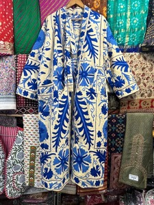 Bleu broderie Suzani coton Kimono veste/indien coton Suzani manteau/prix de gros Robe luxe - Product Image 4