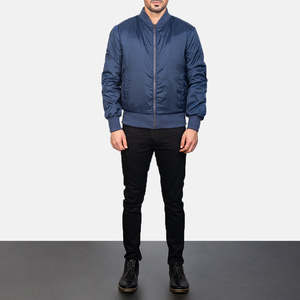 Blouson Bomber Vintage Bleu Zack en Spandex Réversible avec Col Montant Enduit, Fermeture Éclair, Rembourrage Imperméable XS-XL pour l'Automne - Product Image 3