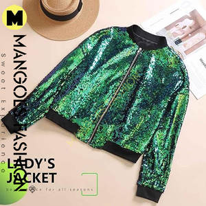 Chaqueta vaquera de mujer con bordado y lentejuelas, manga larga, informal, holgada, corta, de mezclilla, con calidad económica. - Product Image 2