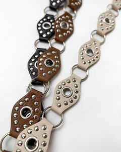 Genuine Leather <b>Studded</b> Fashion Casual <b>Belt</b> Silver Alloy D-Ring Buckle Custom Length Heat-Transfer Printed Cow Hide Strap-Luxury - Product Image 5