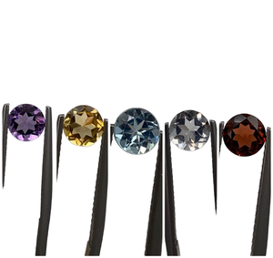 Pierres précieuses naturelles semi-précieuses à facettes en vrac Quartz coupe ronde 6mm multicolore accessoires de bijoux à bricoler soi-même - Product Image 1