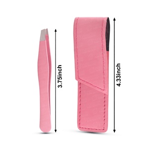 Pinzas para Cejas con Punta Inclinada y Recubrimiento Rosa, Sin Espacios, para Depilación con Hilo, con Estuche - Product Image 3