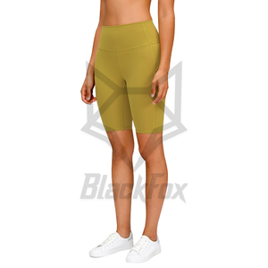 กางเกงขาสั้นบอร์ดเอวสูงสำหรับผู้หญิงระบายอากาศได้ดีมีสไตล์สำหรับฟิตเนสโยคะกีฬาชุดลำลองสีทึบเป็นมิตรกับสิ่งแวดล้อมแห้งเร็ว - Product Image 1