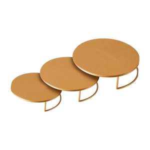 Ensemble de 3 pièces en fer métal rond présentoir alimentaire support en acier inoxydable fini doré pour la présentation des aliments - Product Image 5