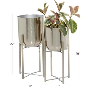 Gold Iron Planter Stand Set Decorative Flower <b>Pot</b> <b>Holders</b> for Home and Garden Decor Elegant Indoor Plant Stand for Stylish Homes - Product Image 3