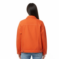 Veste en jean tricotée orange pour femme, respirante, séchage rapide, fournisseur d'usine OEM, vente en gros, sur mesure, jean délavé