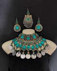 Ensemble afghan en acier inoxydable attrayant pour femmes, strass en cristal, fait à la main, tendance, ethnique, classique, artistique, mariages, fêtes - Product Image 2