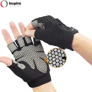 <b>Half</b> Finger Powerlifting Weight Lifting Hand Protection Anti <b>Slip</b> Gym Fitness Gloves by Inspire Apparel - Product Image 2