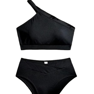 Vigocasey ชุดว่ายน้ำเซ็กซี่2025สีพื้นชุดบิกินี่ดันทรงเปิดไหล่ข้างเดียวชุดว่ายน้ำเปิดหลังเอวสูงชุดว่ายน้ำชายหาดฤดูร้อน - Product Image 1