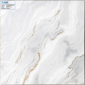 Dalle émaillée polie en porcelaine de pierre de veine d'or de Calacatta blanche 40x40cm 400x400mm tuile de dalle de marbre de plaque de roche de plancher - Product Image 1