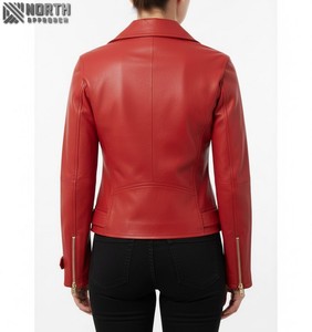 แจ็กเก็ตบอมเบอร์แบบถักแฟชั่นหนังแท้ผ้าใบสำหรับผู้หญิงสำหรับฤดูหนาวคุณภาพ2025 - Product Image 2