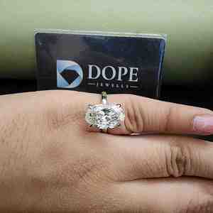 Nouvelle bague de fiançailles tendance en moissanite ovale solitaire certifiée IGI, créée en laboratoire, unisexe, en argent sterling 925 et acier inoxydable - Product Image 6