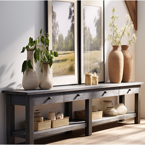Meubles de salon Mme Woods Rangement à quatre tiroirs Fonction bois massif Style de <span class=keywords><strong>luxe</strong></span> Table <span class=keywords><strong>console</strong></span> <span class=keywords><strong>extensible</strong></span> Esprit - Product Image 1