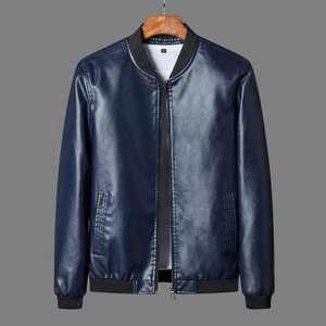 Chaquetas de cuero para hombre de talla grande de invierno, chaqueta informal de piel sintética con cremallera de Color sólido para hombre - Product Image 5