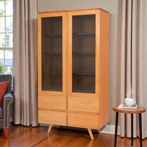 Librería de Almacenamiento Duradera y Ecológica de Madera de Teca Maciza con Puerta de Vidrio, Estilo Contemporáneo, para Sala de Estar, Oficina en Casa, Dormitorio y Muebles Escolares - Product Image 5