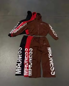 OEM&ODM Fashion Pattern Screen Printing <b>Men's</b> <b>Zipper</b> <b>Cardigan</b> Hoodie Set Wholesale Customization - Product Image 5