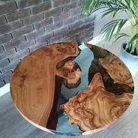 Nouveau design unique de table basse ronde en bois massif en résine Table en résine de rivière Live Edge Design contemporain