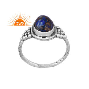 Nouvel arrivage Argent sterling oxydé Naturel Mojave Cuivre Lapis Gemme Bague empilable Fabricant de bijoux personnalisé - Product Image 1