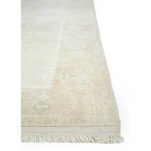 Tapis en laine noué à la main beige-brun vintage pour la maison - Idéal pour salon, couloir, entrée, chambre d'adolescent - Motif médaillon rectangulaire en puzzle - Product Image 4