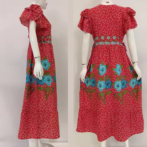 New Model <b>Summer</b> Midi Floral Rayon <b>Dress</b> <b>with</b> ruffle <b>sleeve</b> and kimono models - Product Image 3