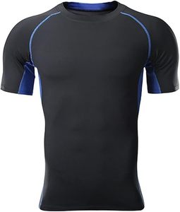 Alta calidad secado rápido estiramiento entrenamiento Fitness manga corta Rash Guard Top ropa de gimnasio activa para hombres - Product Image 3