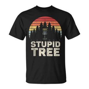 T-shirt Stupid Tree Disc Golf dal design vintage retrò, taglia unisex per adulti - Product Image 1