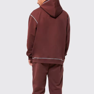 OEM <b>Mens</b> Boxy Contrast Stitching Hoodie Blank Reverse Stitch <b>Pullover</b> <b>Men</b> Sweatshirt Casual Hoodie - Product Image 5