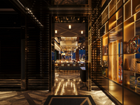Support de présentation de vin en acrylique personnalisé, mobilier de bar moderne pour la décoration intérieure des pubs et salons, et l'agencement de présentation de boissons