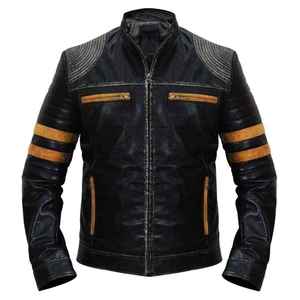 High Quality Fashion Mens Pure Leather Casual <b>Canvas</b> <b>Jacket</b> OEM Custom Logo Design Front Logo Position Leather <b>Jacket</b> - Product Image 1