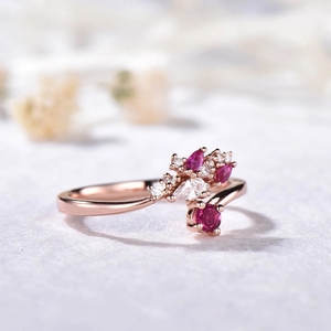 แหวนเพชรเครื่องประดับทอง18kt พลอยทัวร์มาลีนสีชมพูธรรมชาติหรูหราดีไซน์ใหม่แหวนทองทึบแหวนประดับเพชรแท้พร้อมแหวนเพชรแท้ - Product Image 2