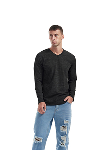 Camisetas deportivas con cuello en V para hombre, camisetas deportivas de algodón de manga larga de ajuste Regular, transpirables y de secado rápido, hechas a medida - Product Image 4