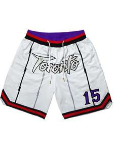 Pantalones Cortos de Baloncesto Retro con Bordado de Toronto, Malla de Poliéster de Secado Rápido, Transpirable, Tejido con Cintura Elástica, Unisex - Product Image 6