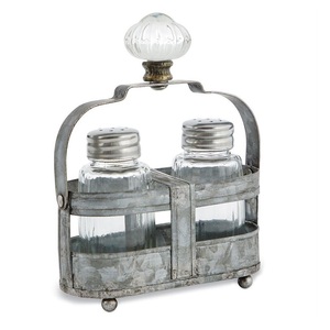 Caddy à sel et poivre rond en métal Caddy fait à la main d'excellente qualité Caddy à sel et à poivre fini personnalisé en gros - Product Image 3