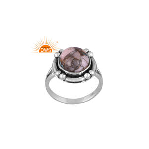 Venta caliente plata esterlina oxidada Natural Mojave cobre Rosa ópalo piedra preciosa anillo apilable fabricante de joyería personalizada - Product Image 1