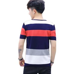 T-shirts simples à rayures contrastées pour hommes, mode été, manches courtes, t-shirts imprimés en 3D, streetwear ample - Product Image 2