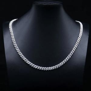 Chic cuban chain link set <b>925</b> <b>sterling</b> <b>silver</b> necklace and <b>bracelet</b> with moissanite elegant fashion jewelry - Product Image 1