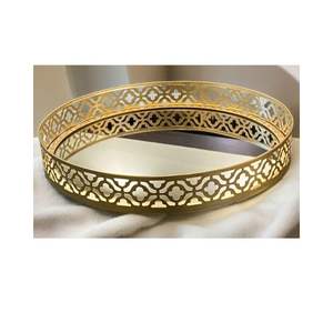 Elegant Gold Mirror <b>Tray</b> Set with Modern Small Floral Design Custom Wholesale for Home <b>Decorative</b> <b>Trays</b> - Product Image 1