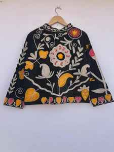 Black Suzani Embroidered <b>Jacket</b> Handmade Embroidered <b>Jacket</b> Winter Warm <b>Jacket</b> Women <b>Jacket</b> <b>Hippie</b> <b>Jacket</b> Wholesale From India - Product Image 4
