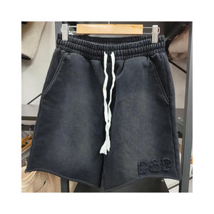 Haute qualité 100% coton français éponge ourlet brut cravate teinture Shorts pour femmes motif solide fabrication de rue personnalisée - Product Image 4