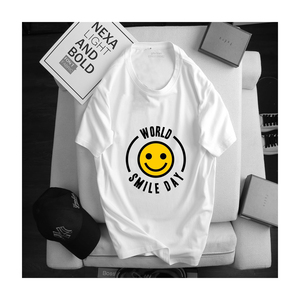 เสื้อยืดผ้าฝ้ายแบบลำลองของผู้ชายกางเกงขาสั้นแบบไม่มีปกพิมพ์สีตามสั่ง - Product Image 1