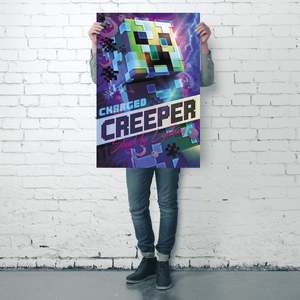 Modern Style Minecraft Creeper <b>Poster</b> Black Frame Wall Decor Charged Paper Art - Product Image 3