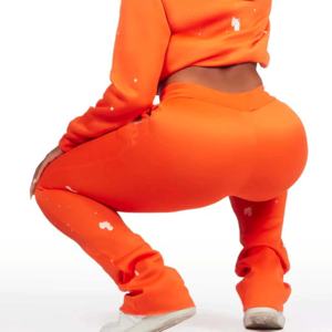 Custom High Quality <b>Women</b> 2 Piece Tracksuit Blank Hoodie & <b>Jogger</b> 100% Cotton Sweatpants Set Casual Tracksuit for Wholesale - Product Image 6