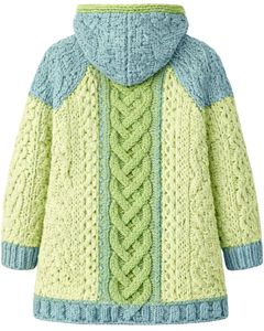 Pull à capuche en tricot bleu vert clair pour femmes personnalisé Motif en tricot torsadé Pull chaud d'hiver avec poches Coupe ample décontractée - Product Image 2