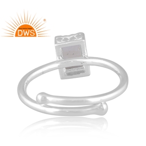 แหวนพลอยมูนสโตนสีรุ้งธรรมชาติปรับได้เครื่องประดับเงินสเตอร์ลิง - Product Image 4