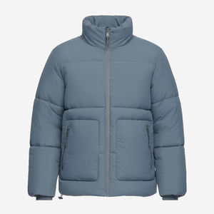 Veste matelassée vintage personnalisée en polyester 2025 pour homme, imperméable, manteau d'hiver, vente en gros, col roulé, rembourrage, logo sur le devant - Product Image 1