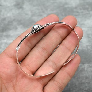 Elegant Sterling Silver <b>Blue</b> <b>Topaz</b> Bangle Exquisite Fine Bangle as a Gift for Her or Mother - Product Image 5