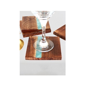 Posavasos de piedra de resina y madera circular de gran oferta, posavasos grabado ecológico, alfombrilla para taza de té para color rojo - Product Image 3