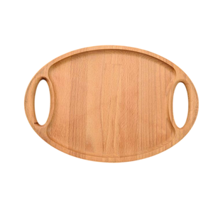 Factory Supply Natural Hardwood Oval Wooden Serving <b>Tray</b> With Handles Decorative Wood Platter For <b>Kitchen</b> Home Accent Organizer - Product Image 1