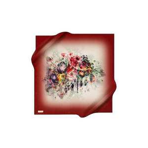Écharpe en crêpe de soie satinée à imprimé floral numérique 90x90 Vintage Luxe Carré - Product Image 1